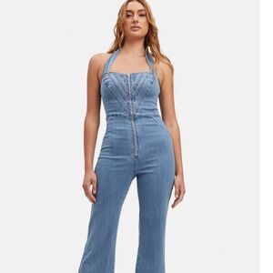 Bardot Lee Halter Denim Jumpsuit XS